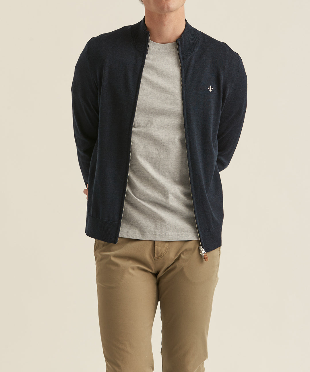 Merino Zip Cardigan (60 Navy)