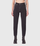 Svarta jeans med hög midja och smala ben