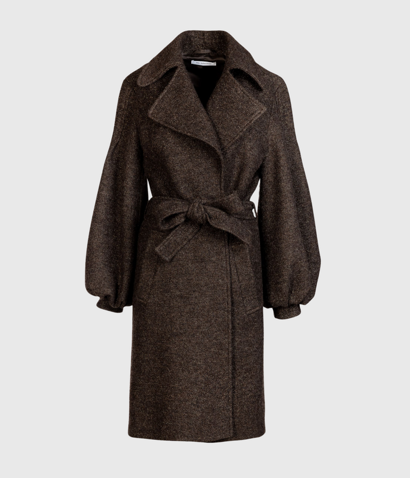 083 COLETTE COAT GLITTER WOOL (BROWN GOLD)