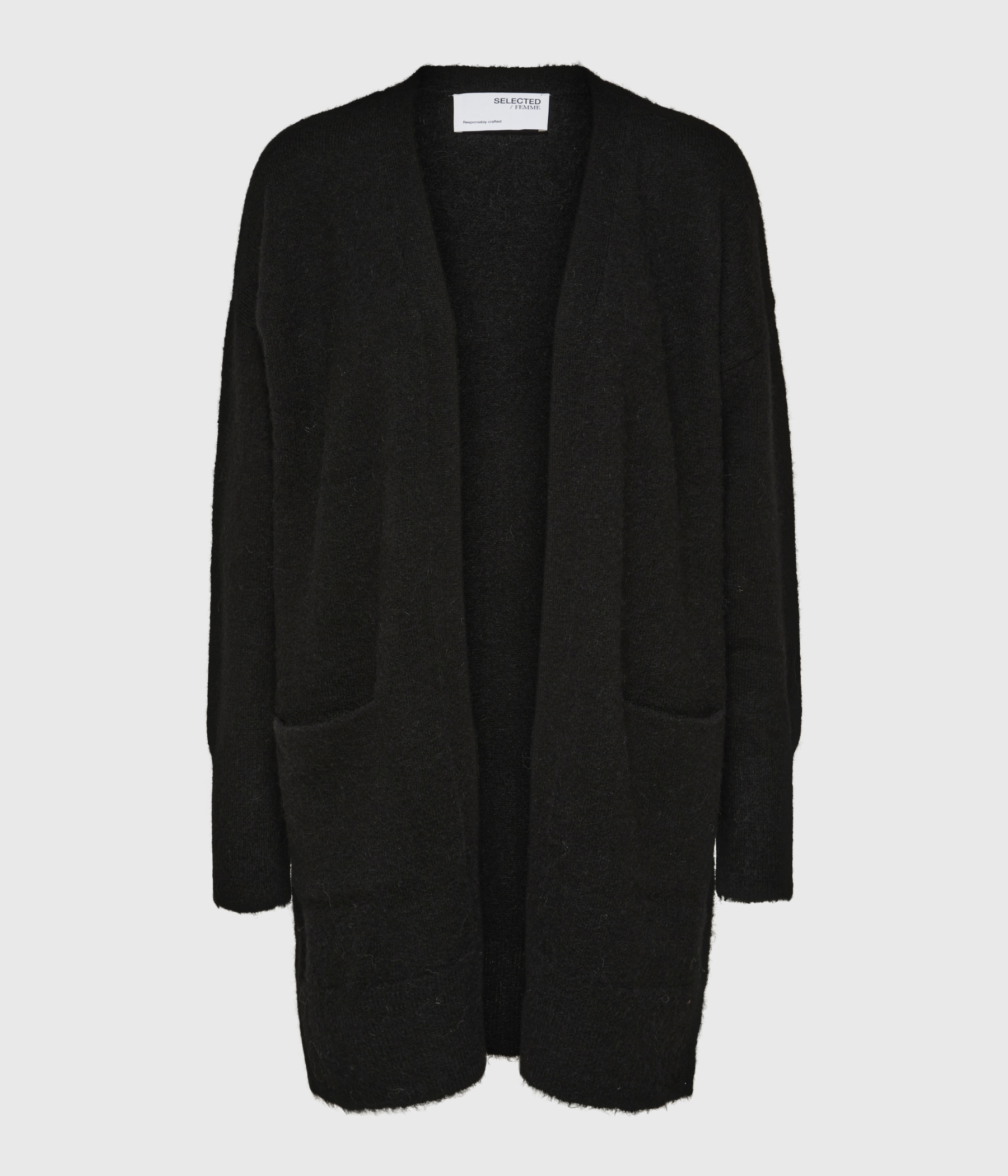 stickad svart kofta selected femme