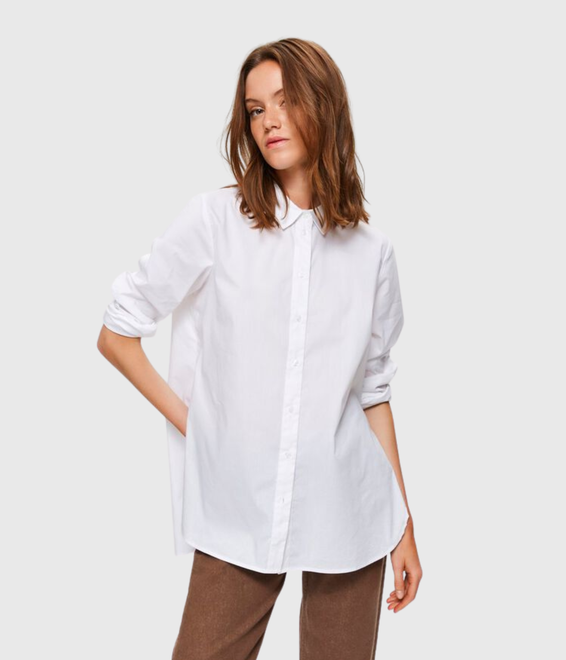 SLFORI LS SIDE ZIP SHIRT B  NOOS (bright white)