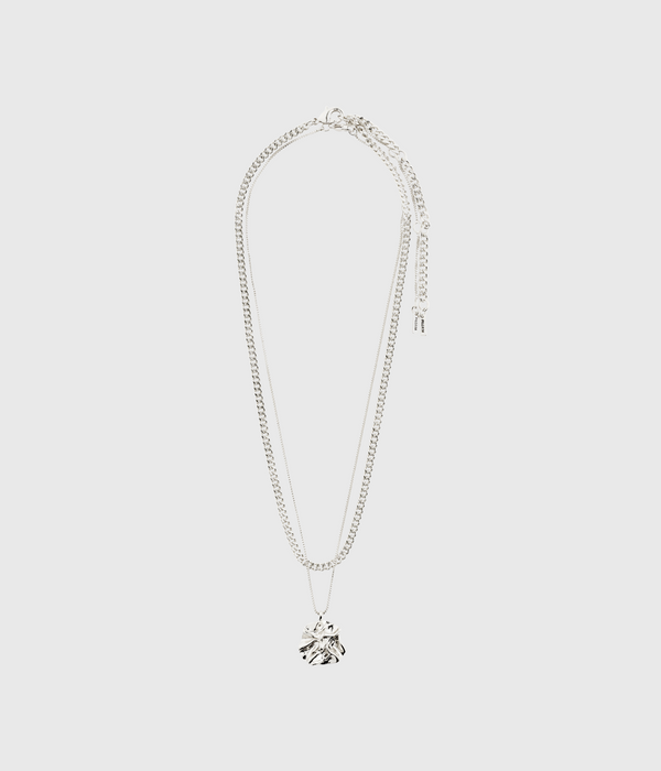 WILLPOWER Curb & Coin Necklace, 2-In-1 Set, Silver-Plated (Silver Plated)