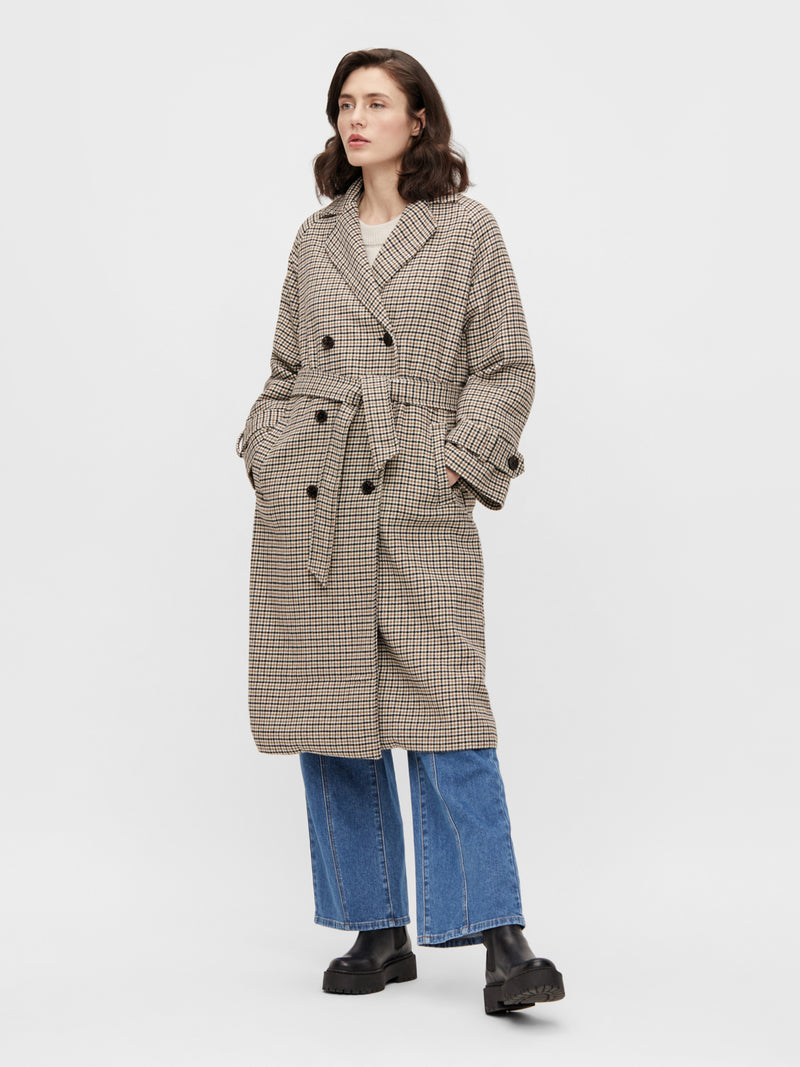 OBJKEILY L/S COAT NOOS (Sepia, Detail:CHECK)